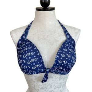 Cocoship Padded Underwire Bikini Top Blue Floral Size Medium